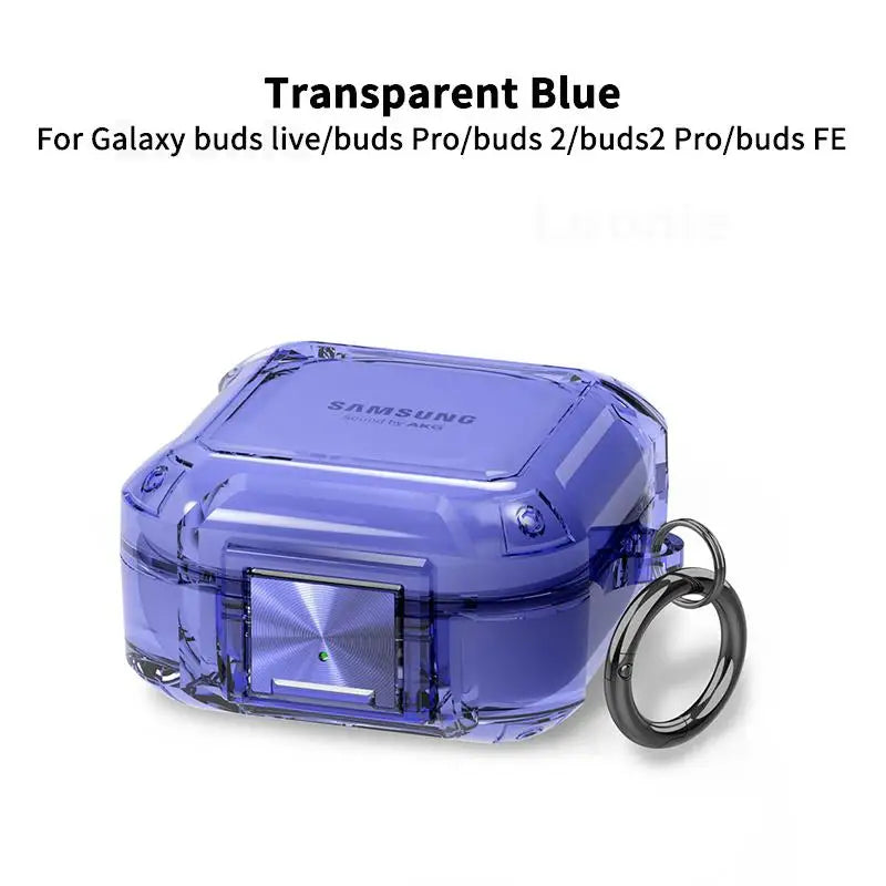 Secure Lock Case for Galaxy Buds Pro/2/Live/FE – Clear Cover with Hook