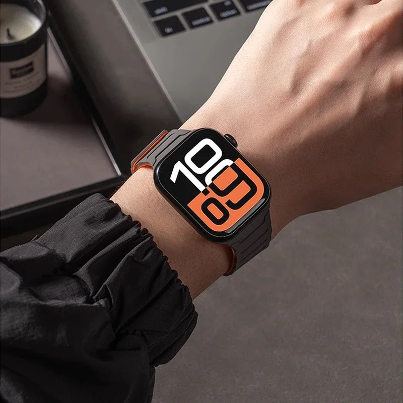 Magnetic Silicone Strap for Apple Watch Ultra 2, Series 10/9/8/7 (49mm-38mm)