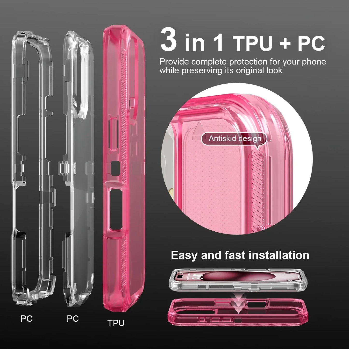 Clear Shockproof Case for iPhone 16/15/14 Pro Max Plus – Heavy Duty