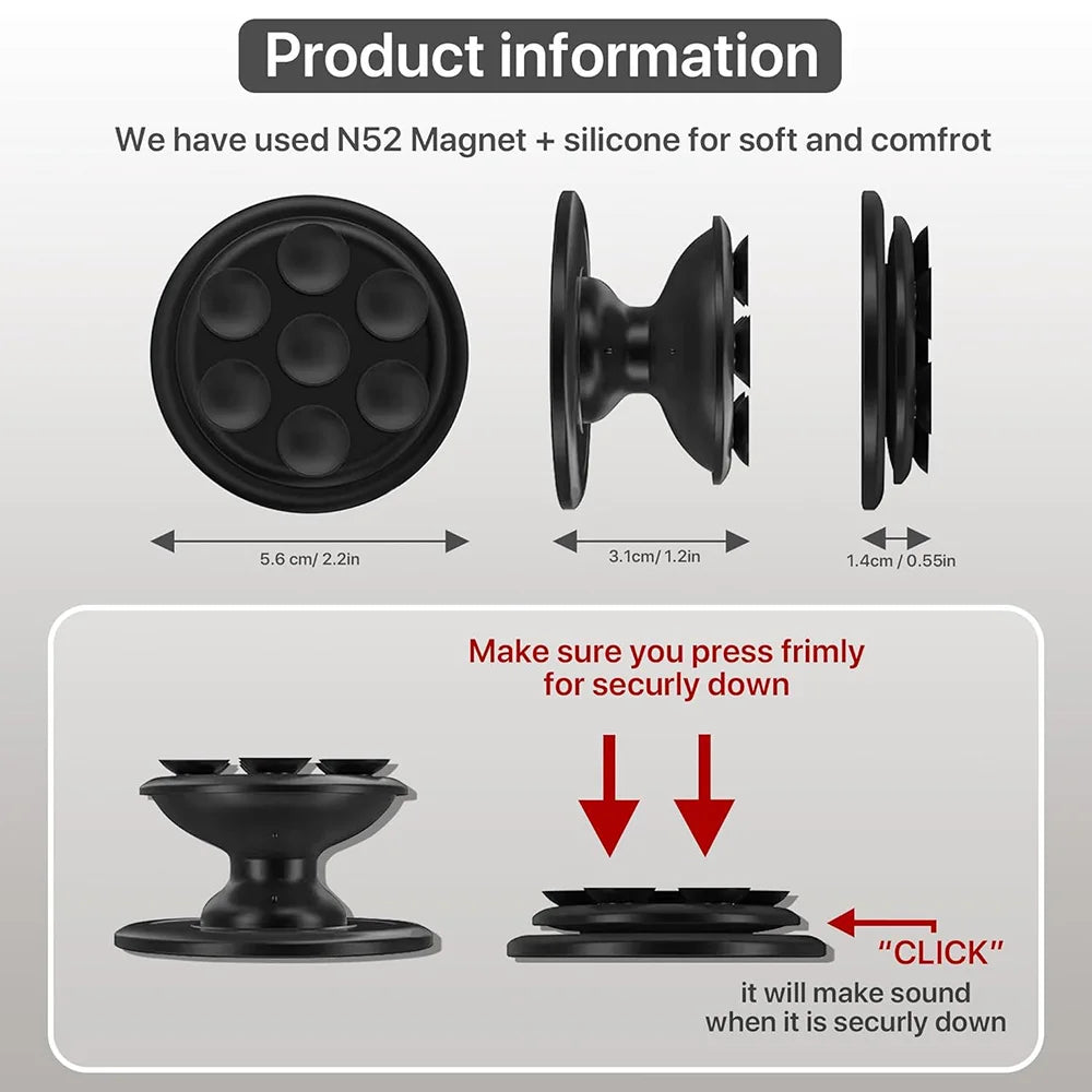 Magnetic Silicone Suction Cup Phone Grip for iPhone Samsung MagSafe Stand