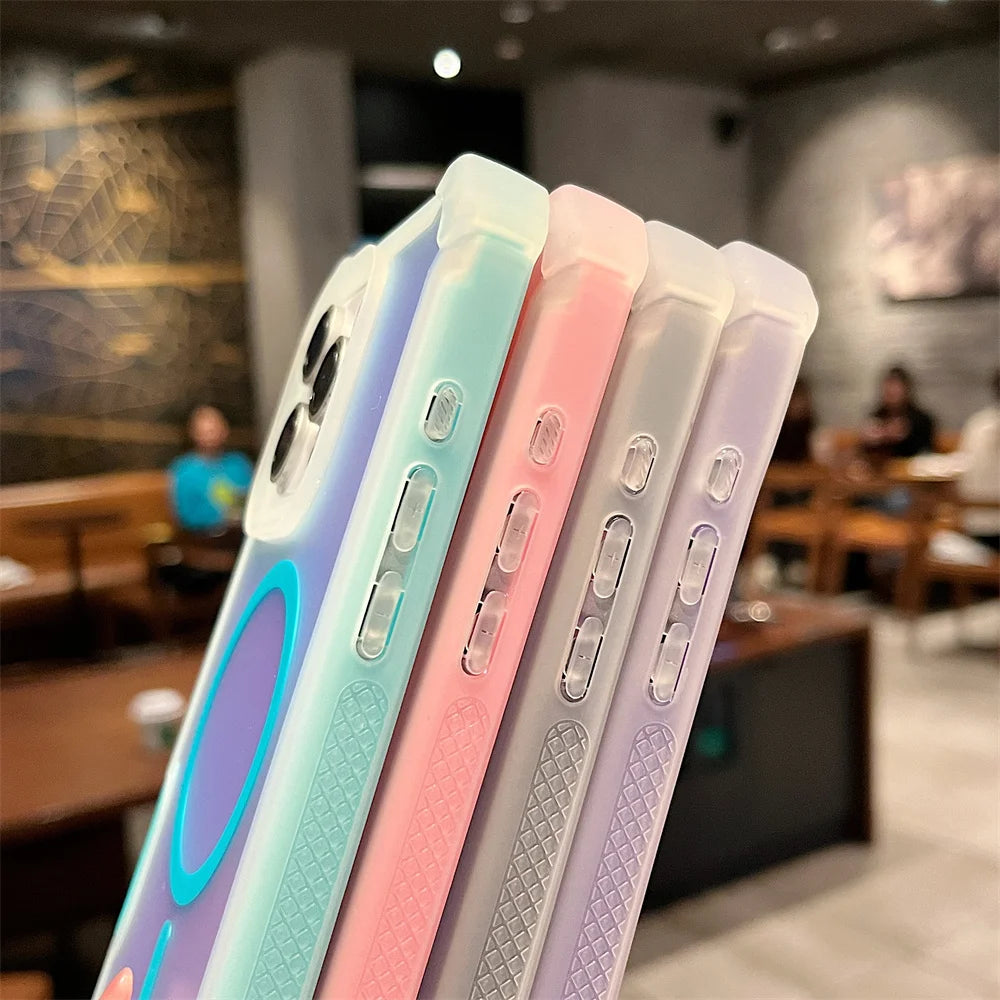 Laser Dazzling MagSafe Armor Case for iPhone 16 15 14 13 Pro Max