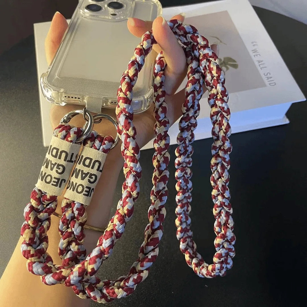 Braided Crossbody Phone Lanyard Strap with Pendant – Women’s Shoulder Cord