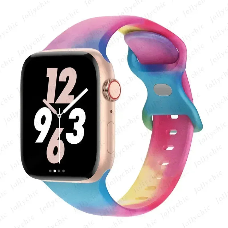 Floral Silicone Strap for Apple Watch Ultra & Series 3–9 (38–49mm)