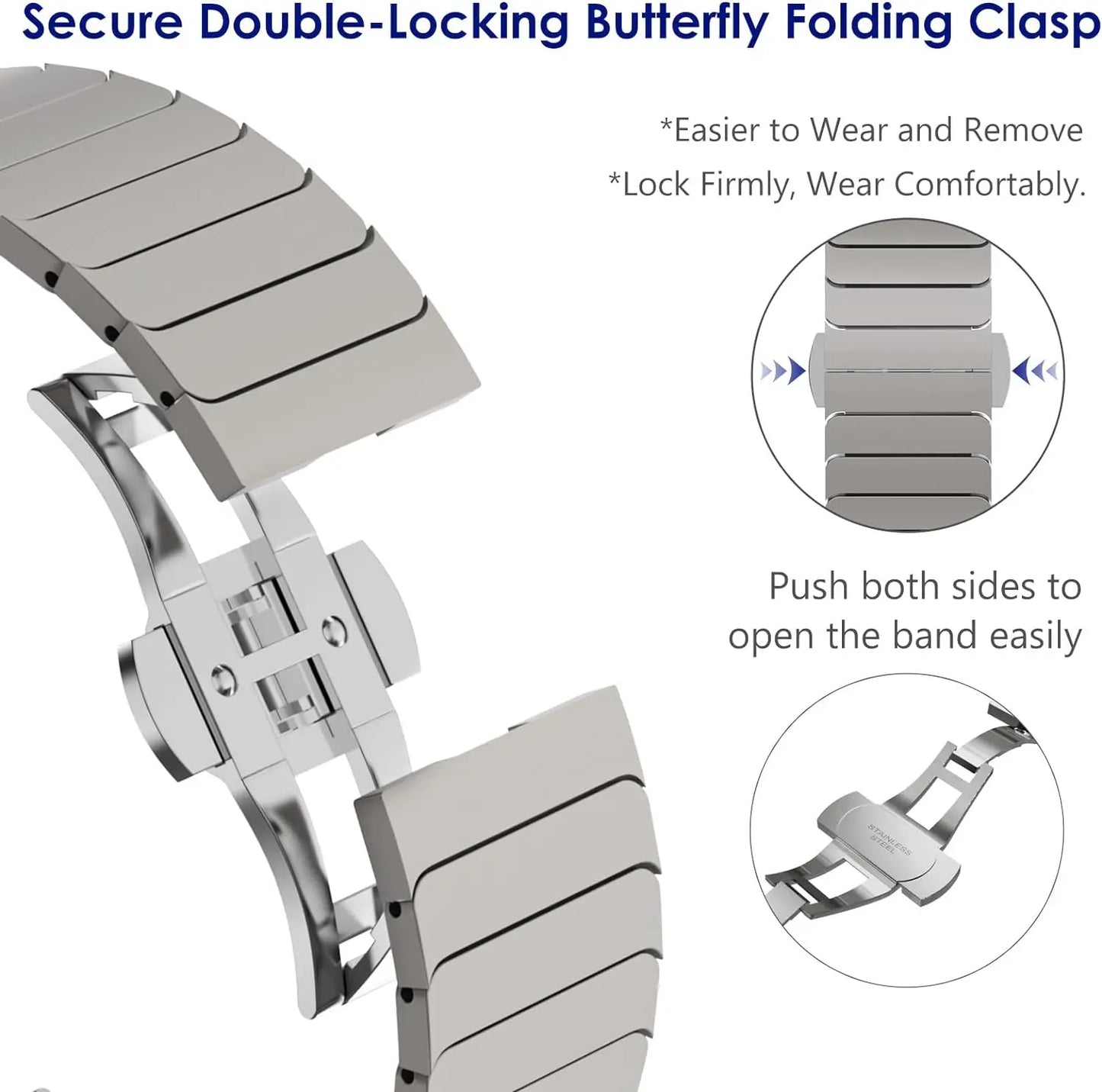 Ultra Titanium Stainless Steel Band for Apple Watch 10–4, 49mm–44mm