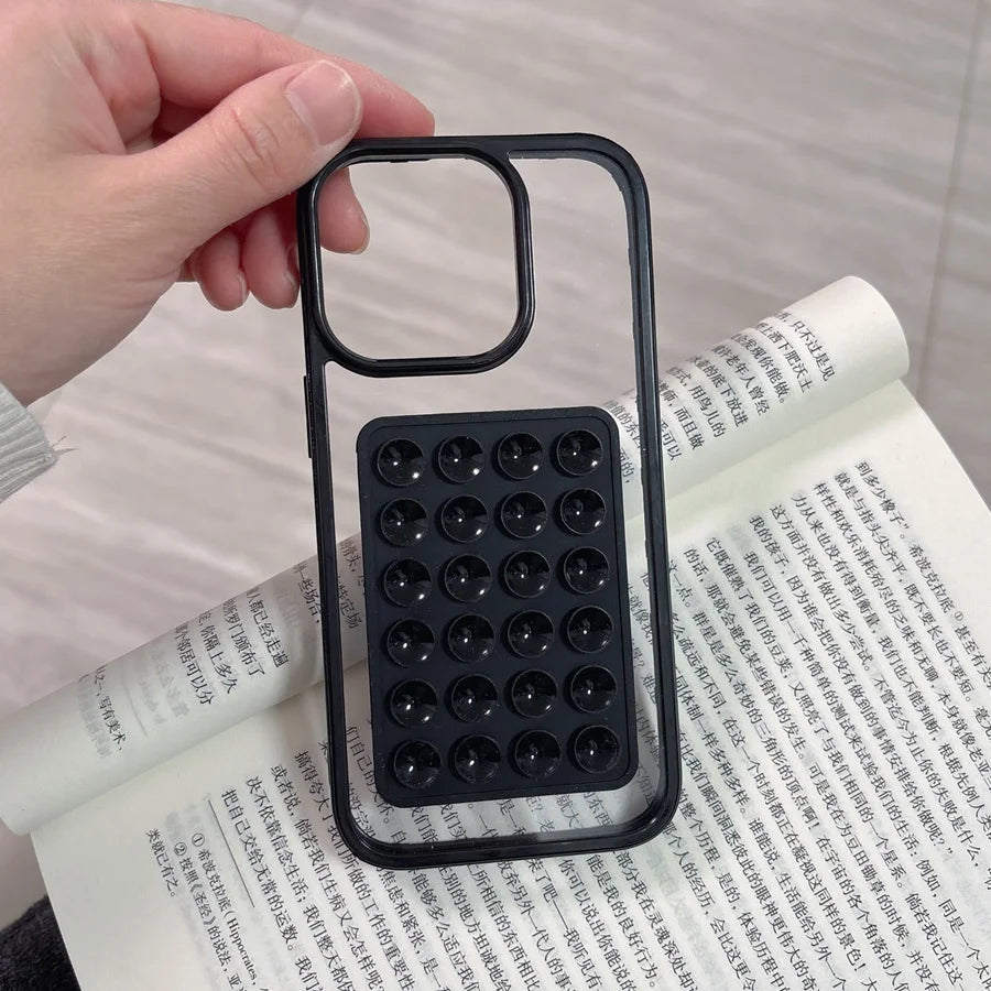 3D Suction Cup Airbag Shockproof Case for iPhone 16–7 Plus – Transparent Candy