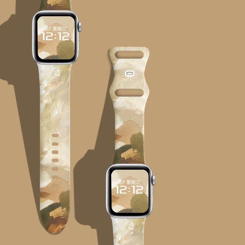 Black Unity Printed Silicone Band for Apple Watch (38–49 mm, Ultra 2, SE–9)
