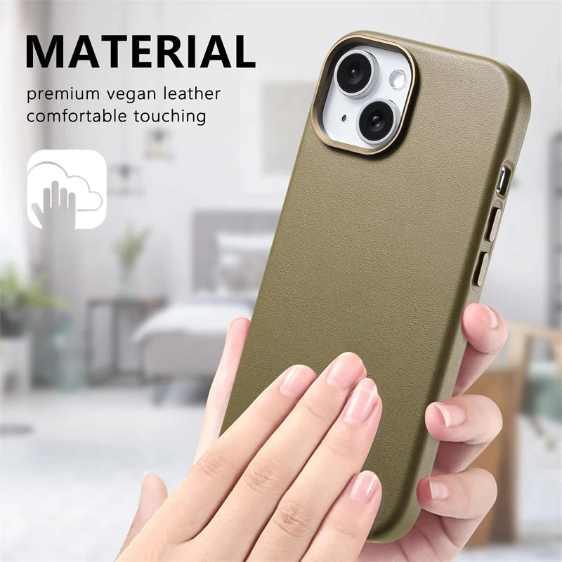 Magnetic MagSafe Leather Case for iPhone 16/15 Pro Max/Plus
