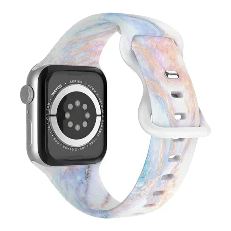 Floral Silicone Strap for Apple Watch Ultra & Series 3–9 (38–49mm)