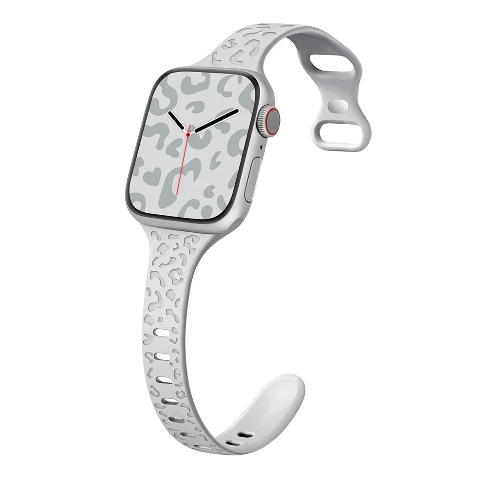 Engraved Slim Silicone Band for Apple Watch Series 9/8/7/6/SE/Ultra