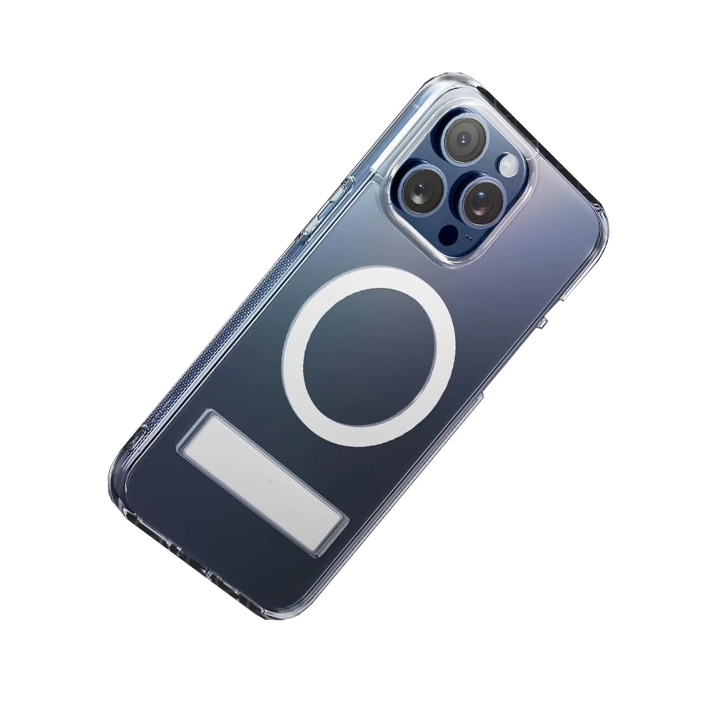Clear Magnetic iPhone Case with Metal Kickstand – Shockproof Back Cover