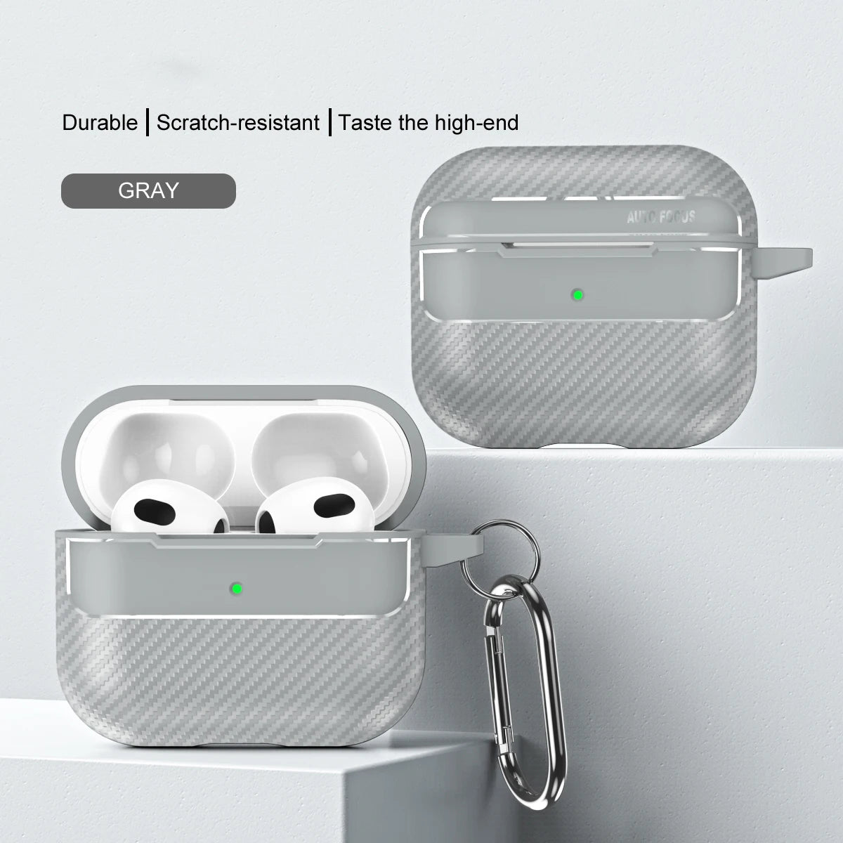 Waterproof Carbon Fiber Silicone Case for AirPods Pro 2 & 3 – Shockproof & Hook
