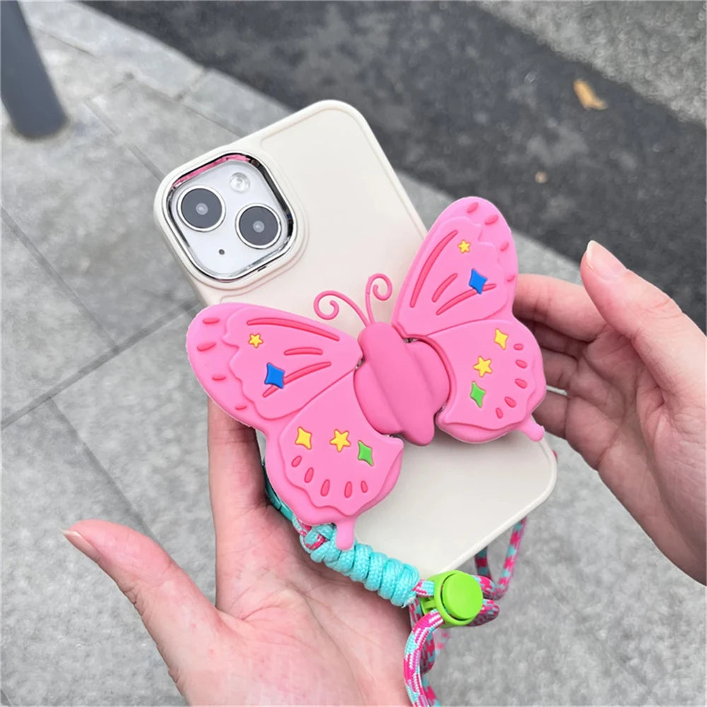 Y2K Butterfly Star Silicone Phone Lanyard Strap Bracelet for Girls