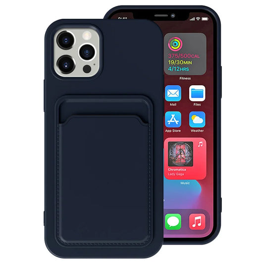 Frosted TPU Soft Phone Case with Card Pocket for iPhone 11 Pro Max / 13 Plus / 12 Mini