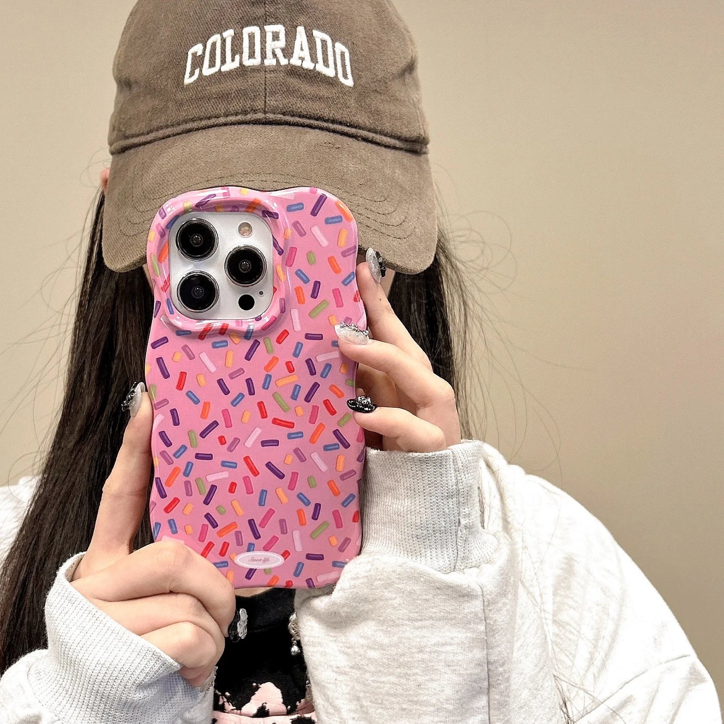 2025 Pink Donut Wave Edge Case for iPhone 15 14 13 Pro Max – Cute & Durable