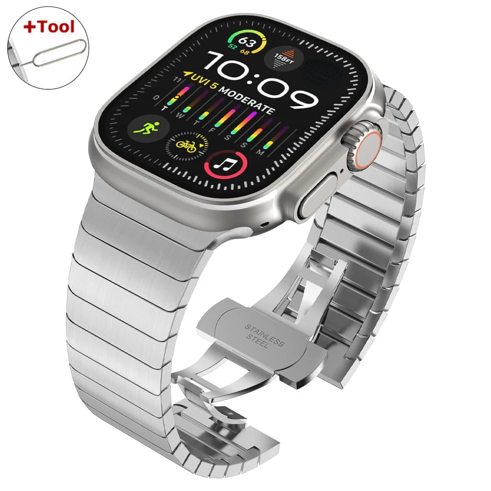 Ultra Titanium Stainless Steel Band for Apple Watch 10–4, 49mm–44mm