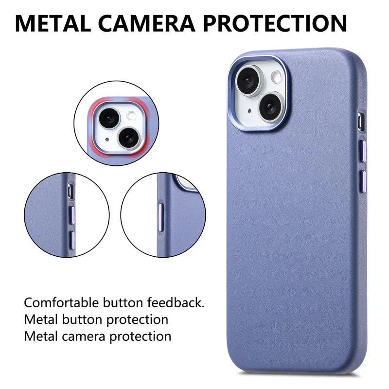 Magnetic MagSafe Leather Case for iPhone 16/15 Pro Max/Plus