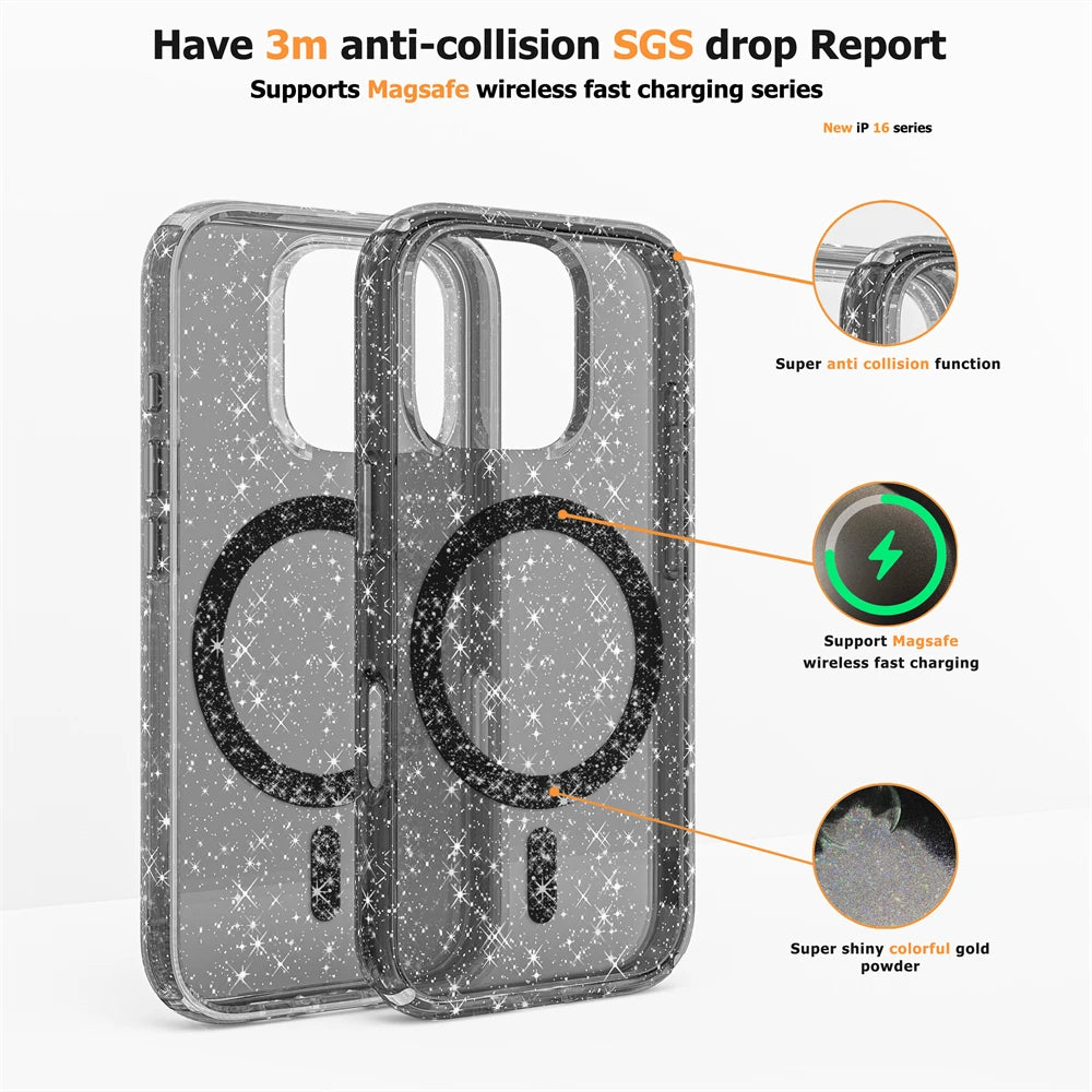 Shiny Candy Color Magnetic MagSafe Case for iPhone 16 15 14 13 12 Pro Max