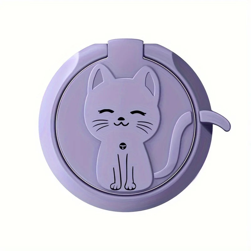 Cute Cartoon Cat Metal Ring Holder Stand for iPhone, Samsung & More