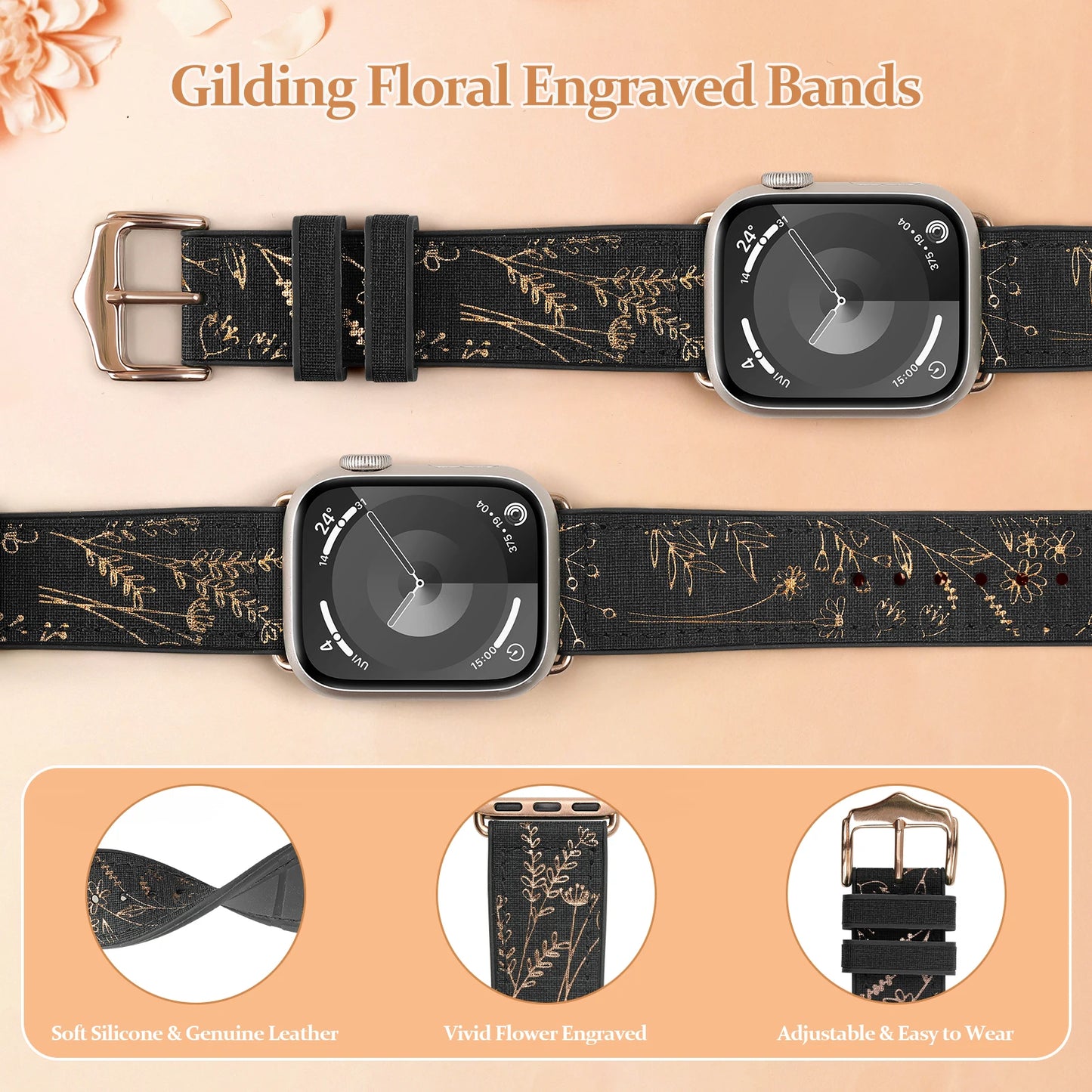 Silicone Strap for Apple Watch 49/45/44/41/40mm – iWatch Band Series 9–3 SE