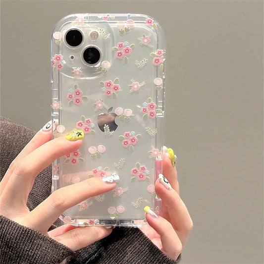 Quicksand Pink Flower Stand Case for iPhone 16 15 14 13 12 11 Pro Max