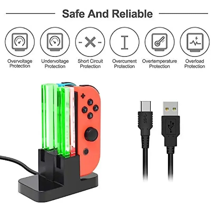 4-in-1 Charging Dock Station with LED Indicator for Nintendo Switch & Joy-Con