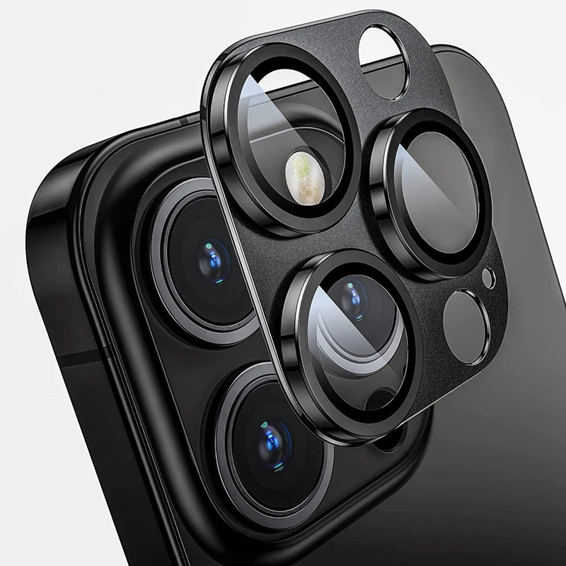 Metal Lens Protector with Tempered Glass for iPhone 16 Pro Max/15/14 Series
