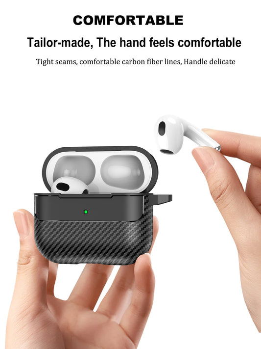 Waterproof Carbon Fiber Silicone Case for AirPods Pro 2 & 3 – Shockproof & Hook