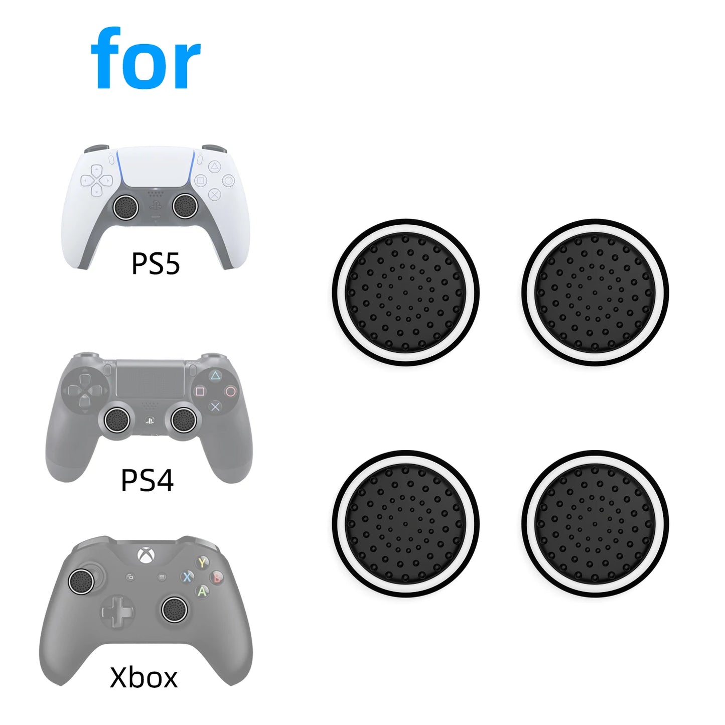 4PCS Luminous Joystick Thumb Grips for PS5/PS4/Xbox/Switch Pro Controllers