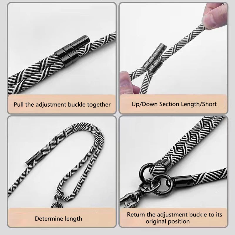 150cm Adjustable Crossbody Phone Lanyard Strap with Patch & Neck Rope