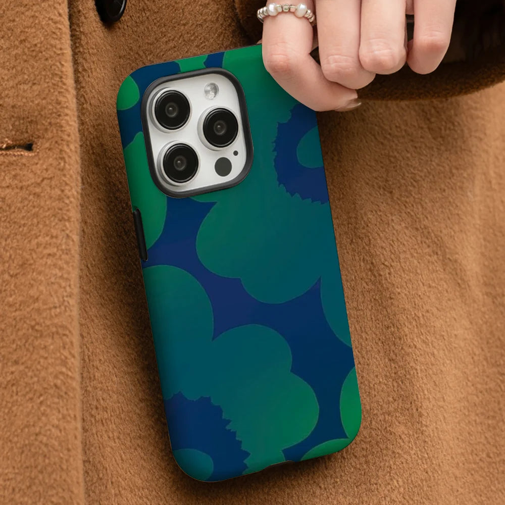 Green Gradient Floral Phone Case for iPhone 11–16 Pro Max – Soft Shell Cover