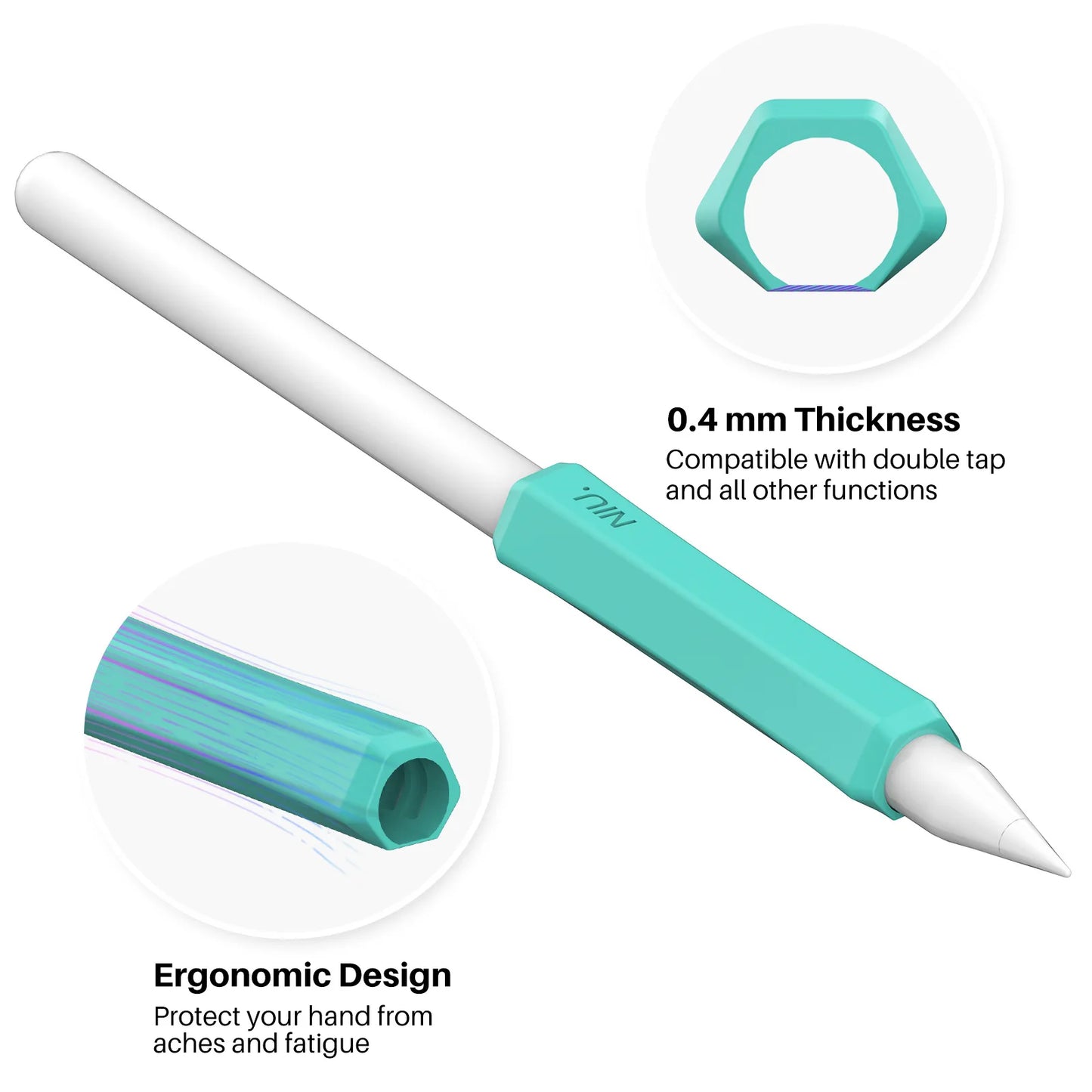 Non-Slip Silicone Pen Grip Cover for Apple Pencil 1/2/3 USB-C Models