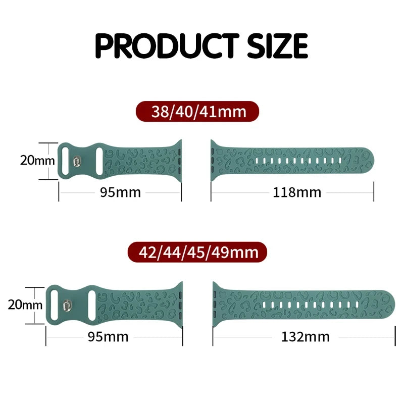 Engraved Slim Silicone Band for Apple Watch Series 9/8/7/6/SE/Ultra