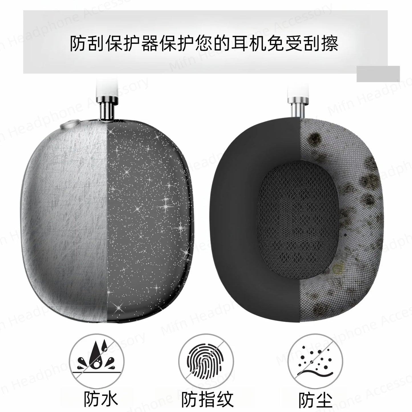 3D Transparent Glitter Case for AirPods Max – Shock & Dust Protection