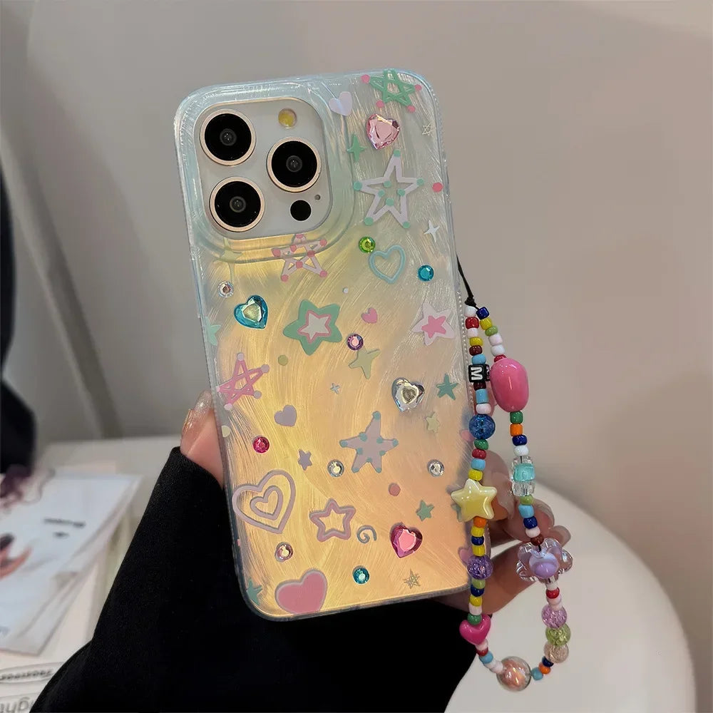 Colorful Stars Glitter Phone Case for iPhone 11–16 Pro Max – Cute & Shockproof