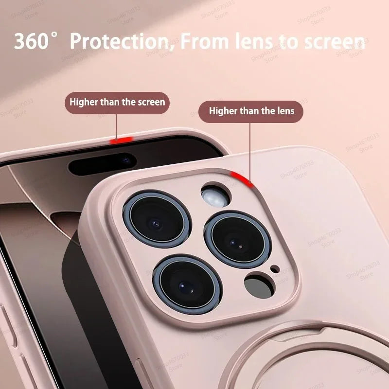 Magnetic Silicone Case with Kickstand for iPhone 11–14 Pro Max Plus