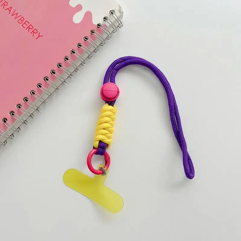 Universal Braided Phone Lanyard with Patch – Wrist Strap & Keychain Cord