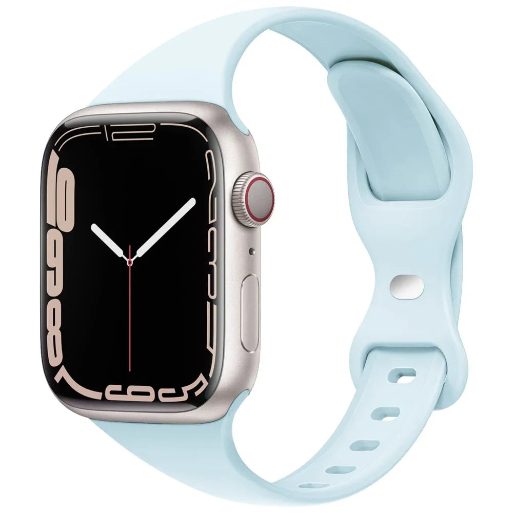 Slim Silicone Sport Strap for Apple Watch 38-49mm Series 3 to Ultra 2