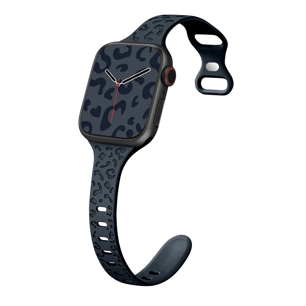 Engraved Slim Silicone Band for Apple Watch Series 9/8/7/6/SE/Ultra