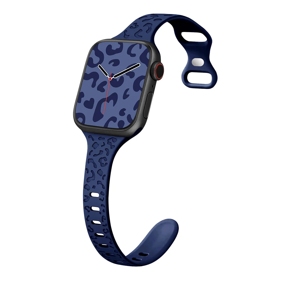 Engraved Slim Silicone Band for Apple Watch Series 9/8/7/6/SE/Ultra