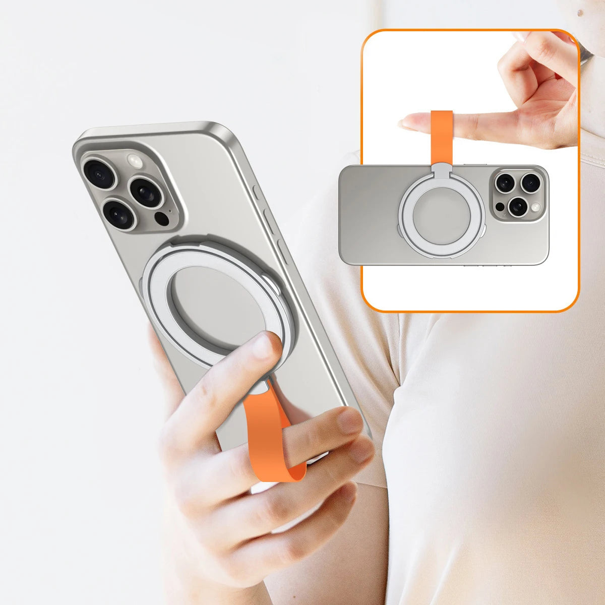 MagSafe 360° Rotating Foldable Metal Ring Holder with Strong Magnetic Grip
