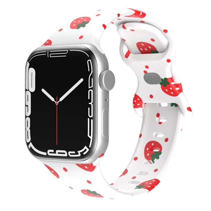 Floral Silicone Strap for Apple Watch Ultra & Series 3–9 (38–49mm)