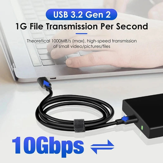 USB 3.2 Gen2 Type-C to Type-C Cable 10Gbps 60W QC3.0 Fast Charging 3A