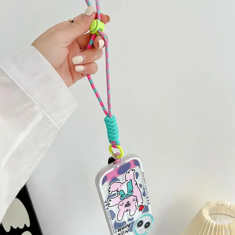 Universal Braided Phone Lanyard with Patch – Wrist Strap & Keychain Cord