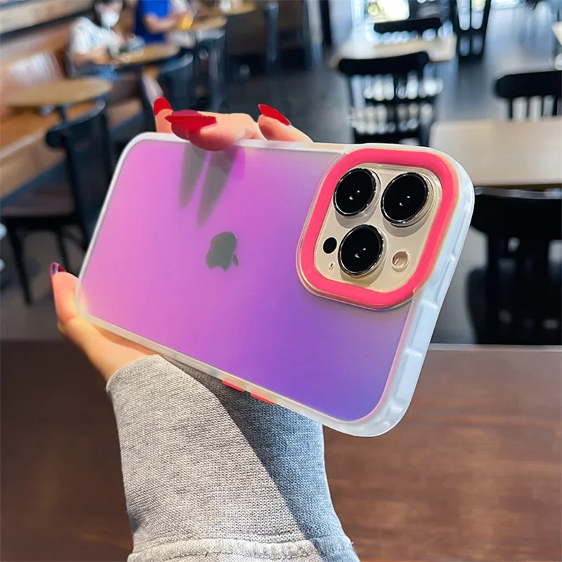 Matte Gradient Laser Shockproof Case for iPhone 15 14 Plus Pro Max