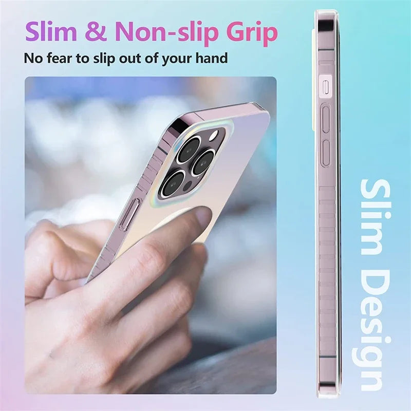 Magnetic Laser Gradient Case for iPhone 16 15 14 13 12 Pro Max