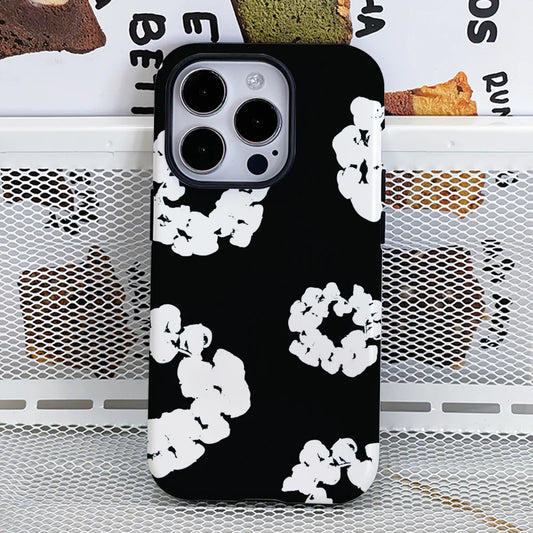 Black Flower Luxury Phone Case for iPhone 16 15 14 13 12 11 Pro Max