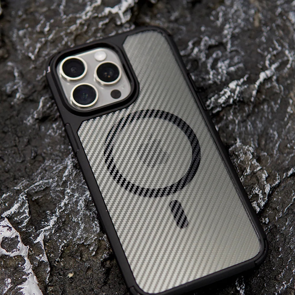 MagSafe Carbon Fiber Shockproof Case for iPhone 16–11 Pro Max & 16 Plus