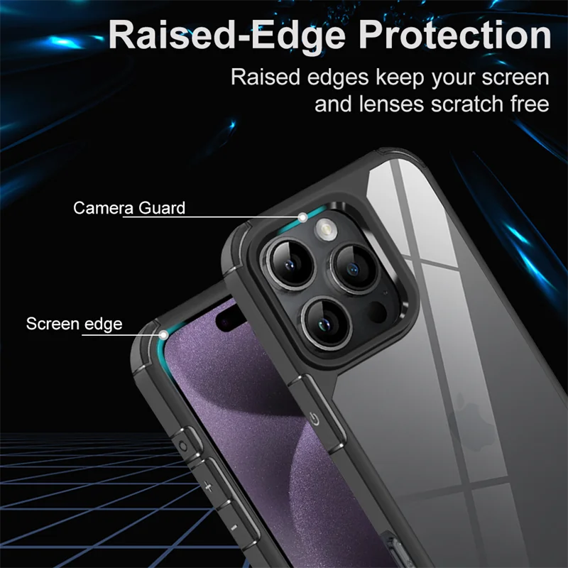 Transparent Shockproof Bumper Case for iPhone 11β16 Pro Max Series