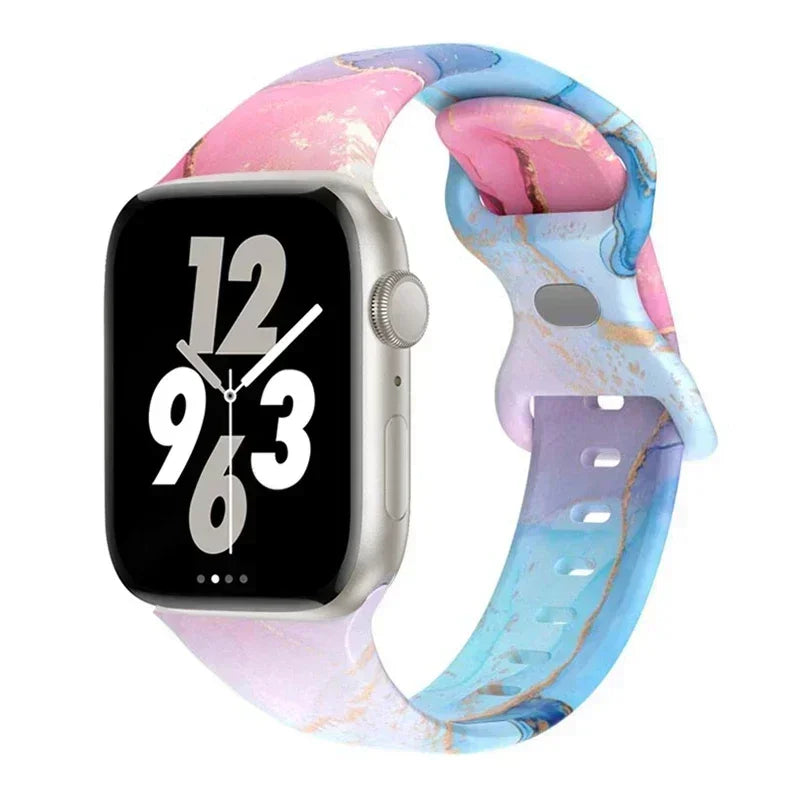 Floral Silicone Strap for Apple Watch Ultra & Series 3–9 (38–49mm)