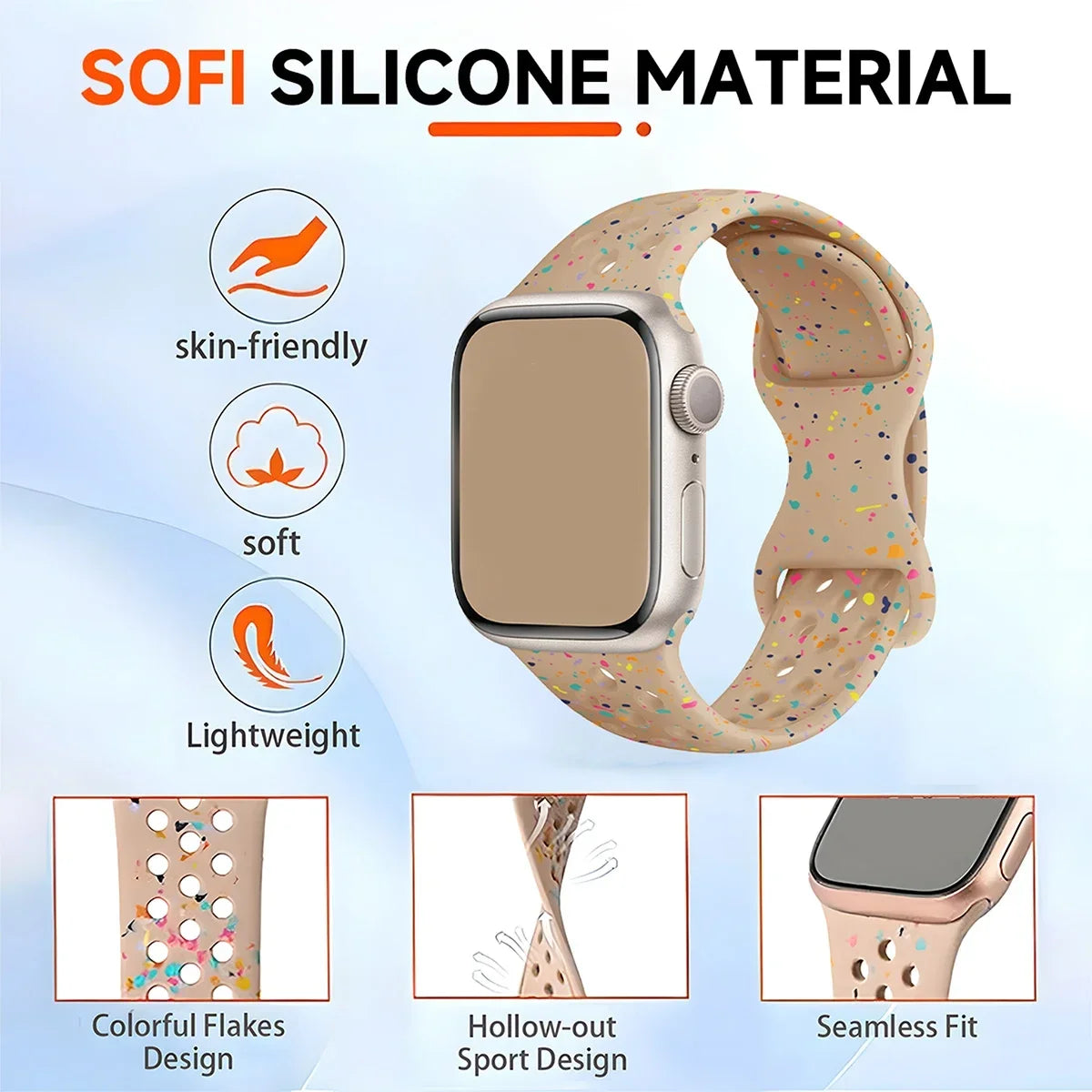 Transparent Silicone Strap for Apple Watch Ultra 2 & Series 10–SE (38–49mm)